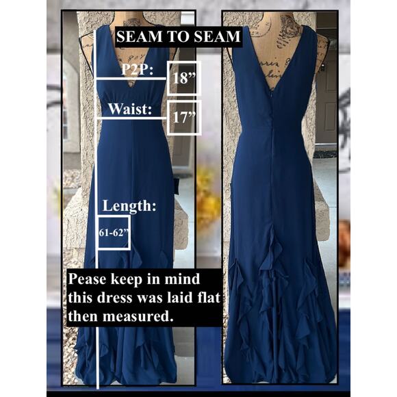 TUE Lulus Alorna Dark Navy Sleeveless Ruffled Maxi Dress Size L NWT - Picture 8 of 8